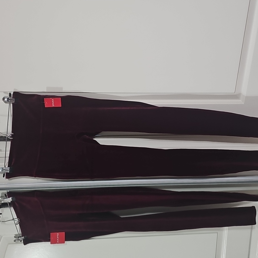 Spanx Deep Red Velvet Leggings